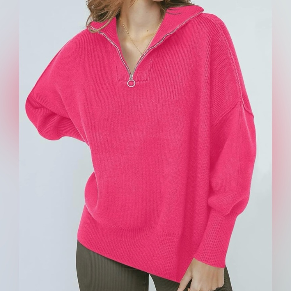 Vibrant Pink Cowl Neck Sweater